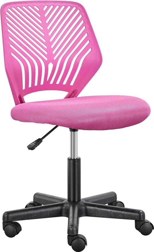 Chaise de bureau réglable Yaheetech 50 x 55 x 79-92 cm - Rose - Chaise pivotante sans accoudoirs