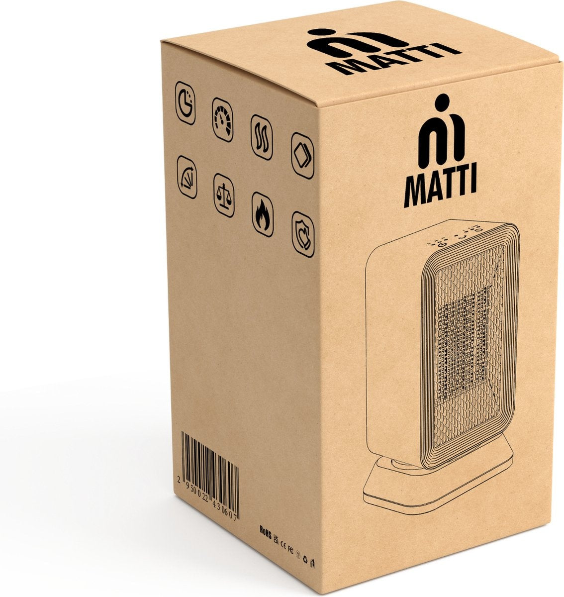 MATTI® - Réchaud à ventilateur - Réchaud électrique - Réchaud en céramique - Fonction oscillation et minuterie 1000W