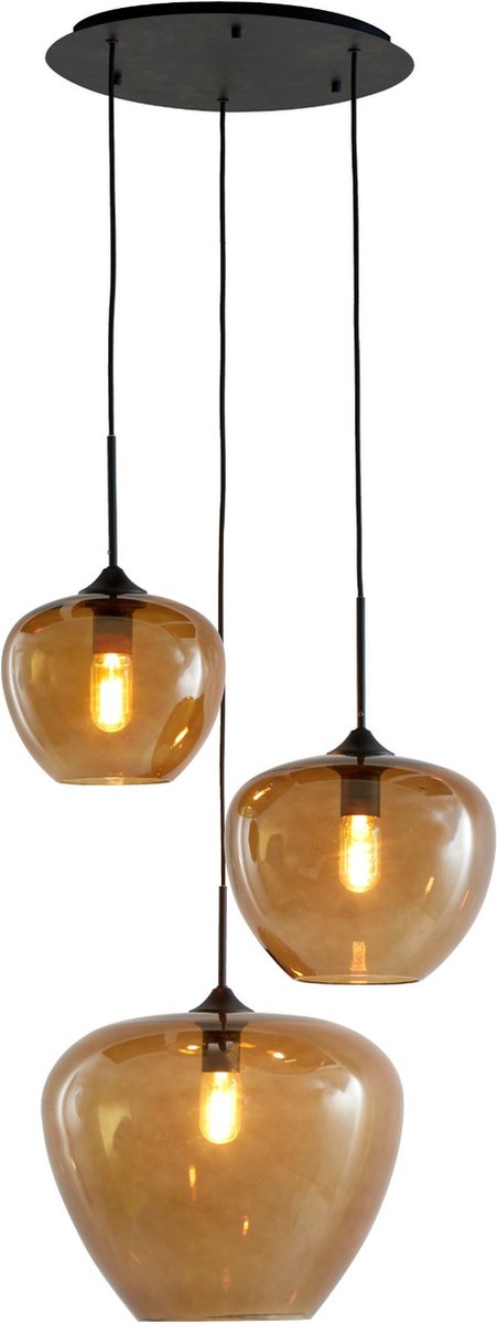 Light & Living Lampe pendante Mayson - Verre brun - Ø40cm - 3L - Moderne - Lampes pendantes Salle à manger, Chambre à coucher, Salon