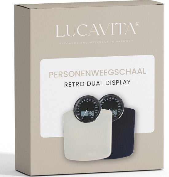 LUCAVITA® Pèse-personne à double affichage Retro avec mètre ruban - Numérique - Analogique - Meilleur achat - Vintage
