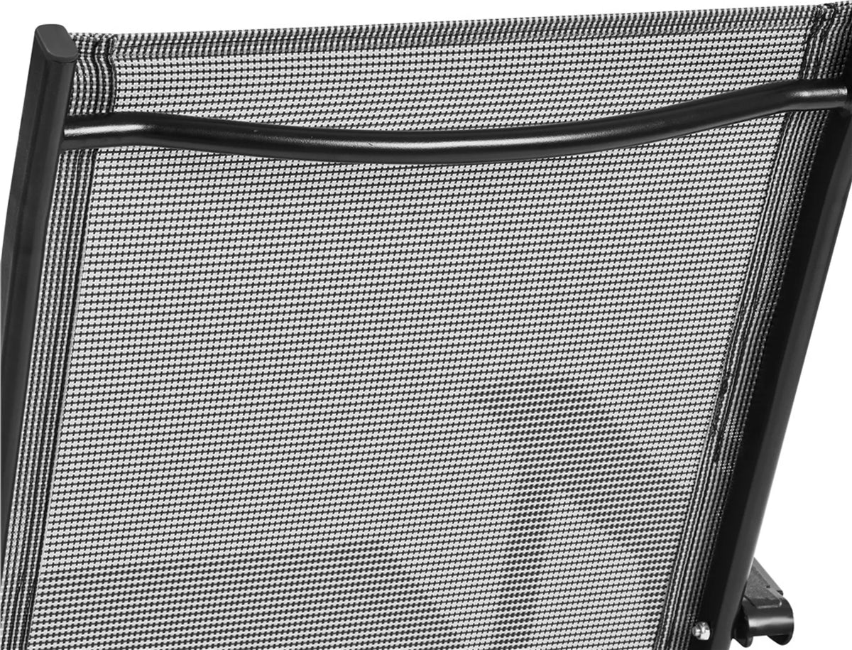 Ensemble de 2 chaises de jardin pliantes avec accoudoirs et dossier haut, en Texteline grise