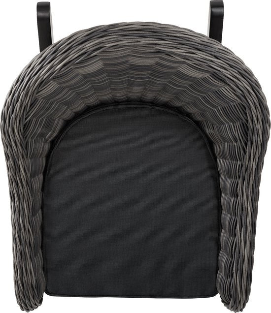 tectake - Fauteuil à bascule en osier Rovigo avec pouf Vibo - gris - poly-rattan
