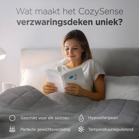 Couverture lestée CozySense® 8kg - 100% Tencel - Couverture lestée - Couverture lourde avec régulation de la température et confort respirant - Répartition de la pression GLASS-Flow® - 1 personne - Gris