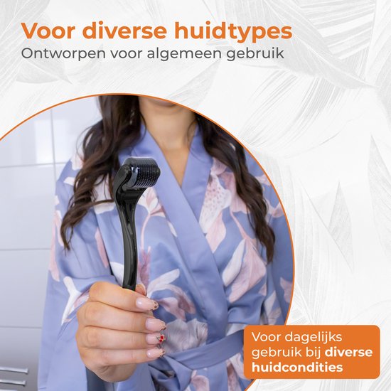 Nuvance Dermaroller - 540 micro-aiguilles de 0.5 mm - Livret inclus - Roller à barbe pour la croissance des poils - Emballage stérile