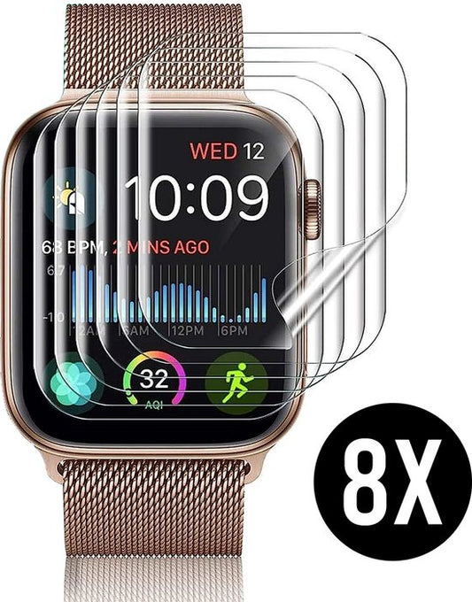 Protecteur d'écran compatible avec l'Apple Watch Series 4 / 5 / 6 / SE - Protecteur d'écran 40 mm - Podec - Lot de 8