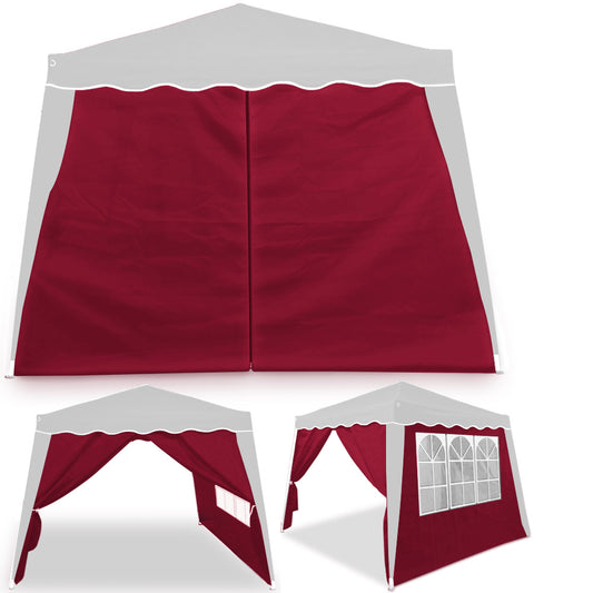 2x Zijgevel Vouwpaviljoen - Capri rood - 3x3m