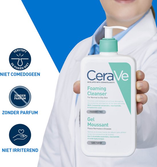 Gel nettoyant moussant CeraVe - pour peaux normales à grasses - 473 ml