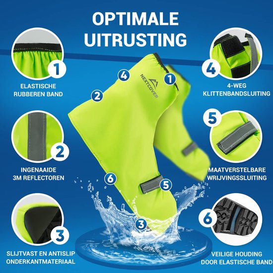 Nextcover® Couvre-chaussures imperméables | Chaussures de pluie 100% imperméables pour vélo | Couvre-chaussures réfléchissant réutilisable| Couvre-chaussures imperméables | Couvre-chaussures | Protection des chaussures | Couvre-chaussures de cyclisme