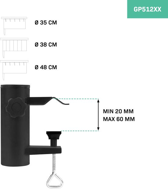 VONROC Porte-parasol Magione - Porte-parasol balcon | Pour parasol GP508XX Magione