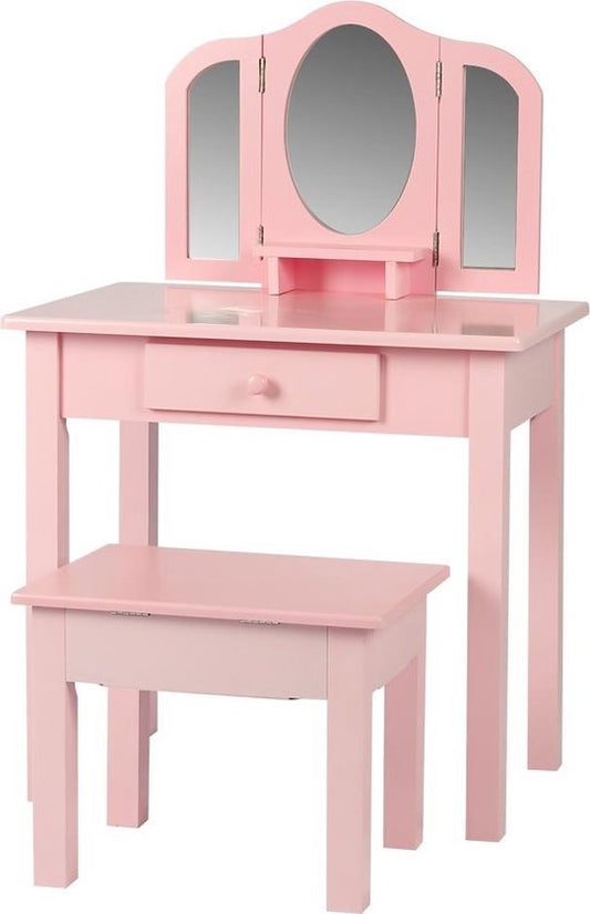 Table à langer maquillage fille table de maquillage nursery avec miroirs et tabouret rose