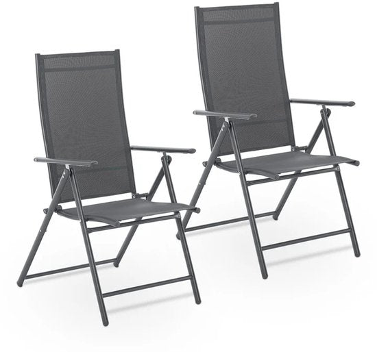 Chaise de jardin / chaise de camping Calena - Lot de 2 - Pliable - Réglable - Anthracite