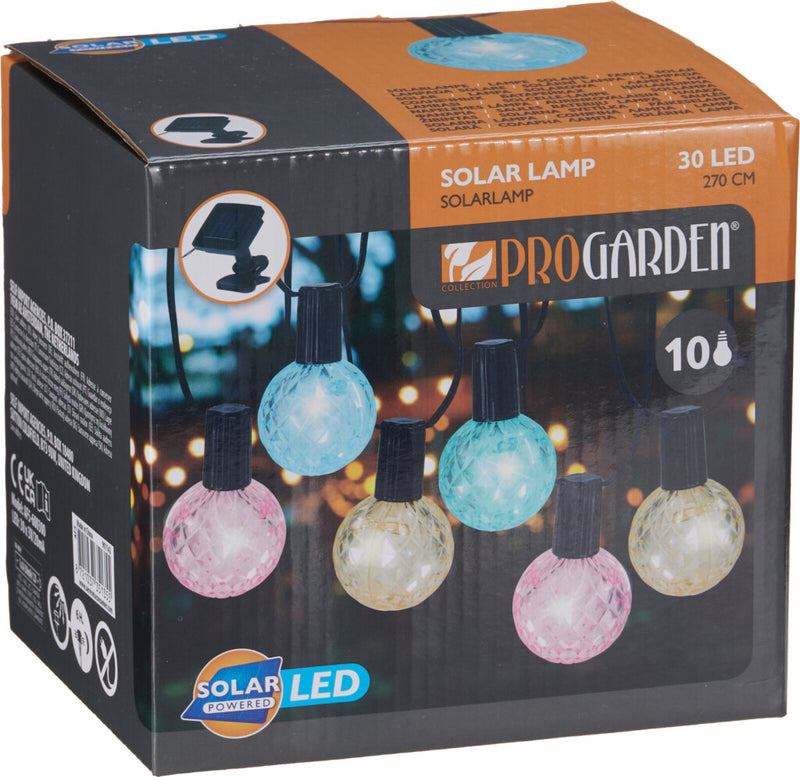 Guirlande lumineuse Pro Garden Solar - 10 ampoules - 2,7 m - Multicolore