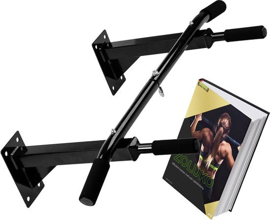 Zoluko Professional Pull Up Bar Wall Mount - 150kg Load Capacity - Incl. E-book - Easy Mounting - Pull Up Bar Fitness - Pull Up Station for Home Sports - Chin Up Bar - Black