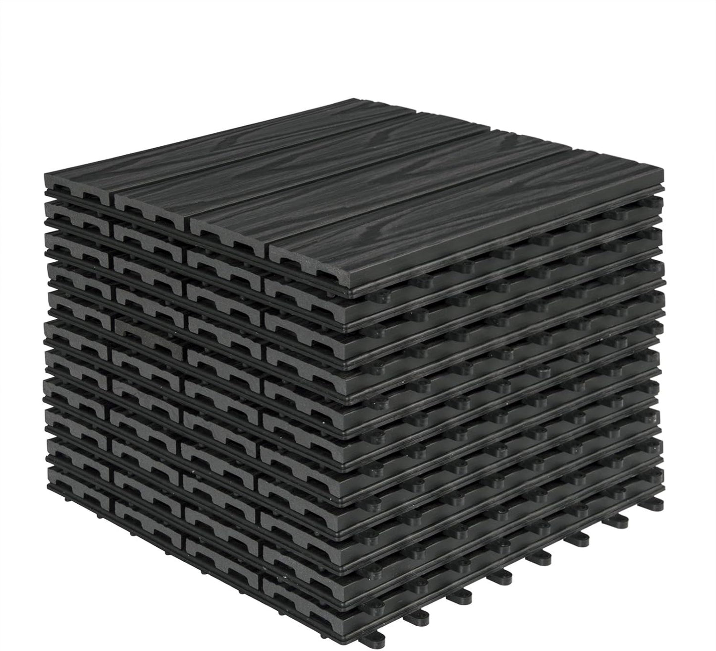 Woltu WPC Terra Tiles 30x30 cm - Anthracite - Click System - 22 Pièces (2 m²)