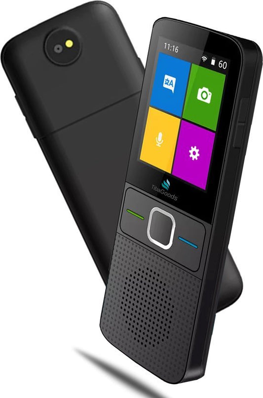 TibaGoods - Ordinateur de traduction - Appareil de traduction - Noir - Traducteur intelligent - 137+ langues - Traducteur portable - Longue durée de vie de la batterie