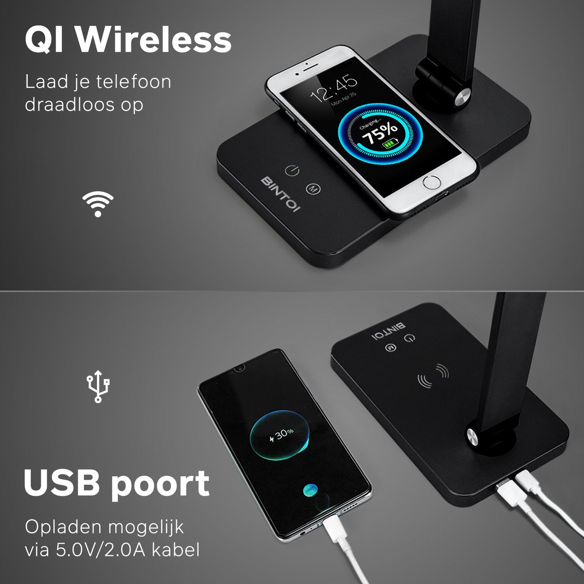 Bintoi® DL200 - Lampe de bureau LED - Lampe de lecture - Lampe de chevet - Touch Control - Dimmable - Lumière blanche et chaude