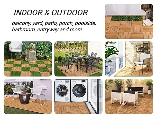 Yaheetech - Lot de 27 dalles de terrasse à emboîtement - Bois naturel - 30 x 30 cm
