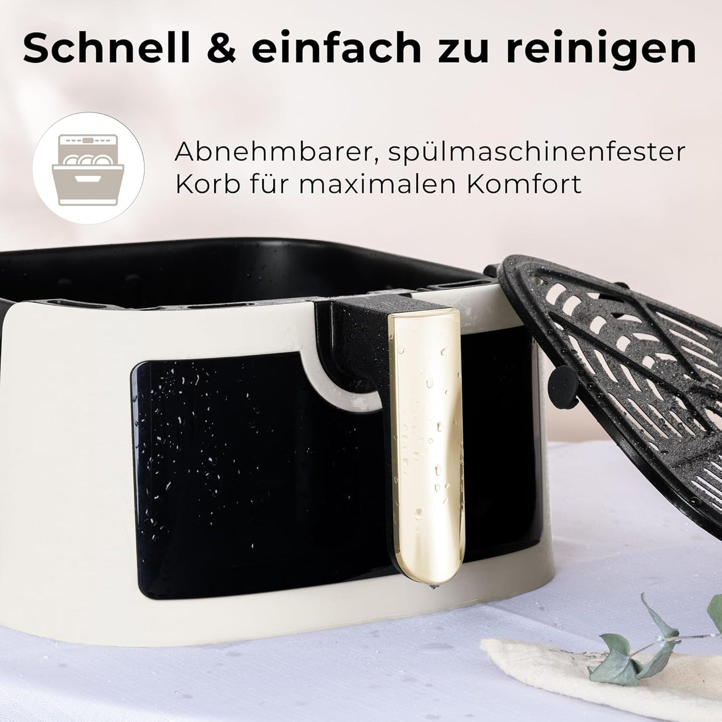 Friteuse à air chaud Berlinger Haus 8 litres - Crème mat - Écran tactile numérique - 1 650 W - 33 x 36,5 x 36,5 cm