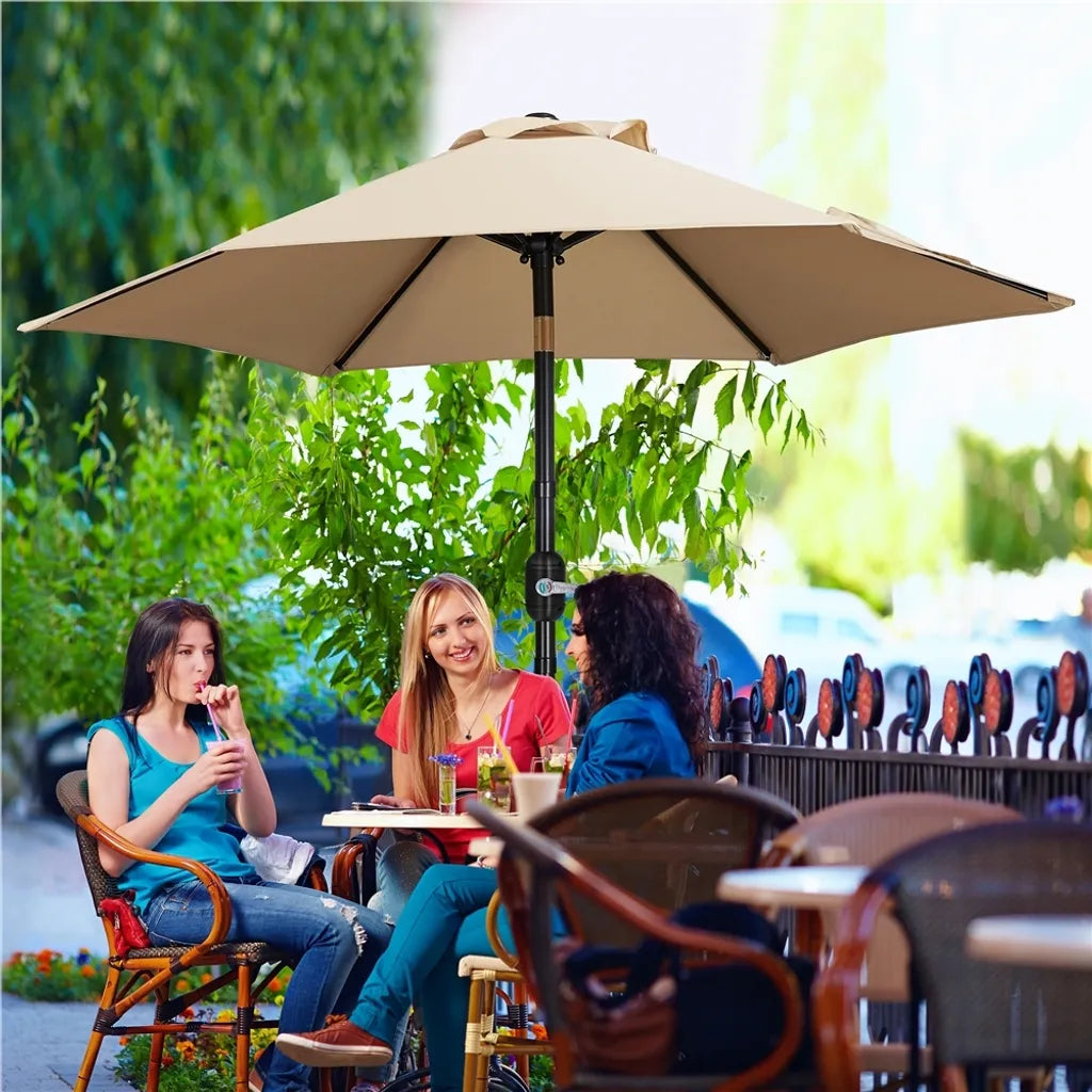 Yaheetech Parasol - Inclinable - Manivelle - 226 cm - Marron clair