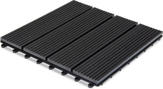 Dalles de terrasse en WPC - Système d'insertion classique 30x30cm - Anthracite