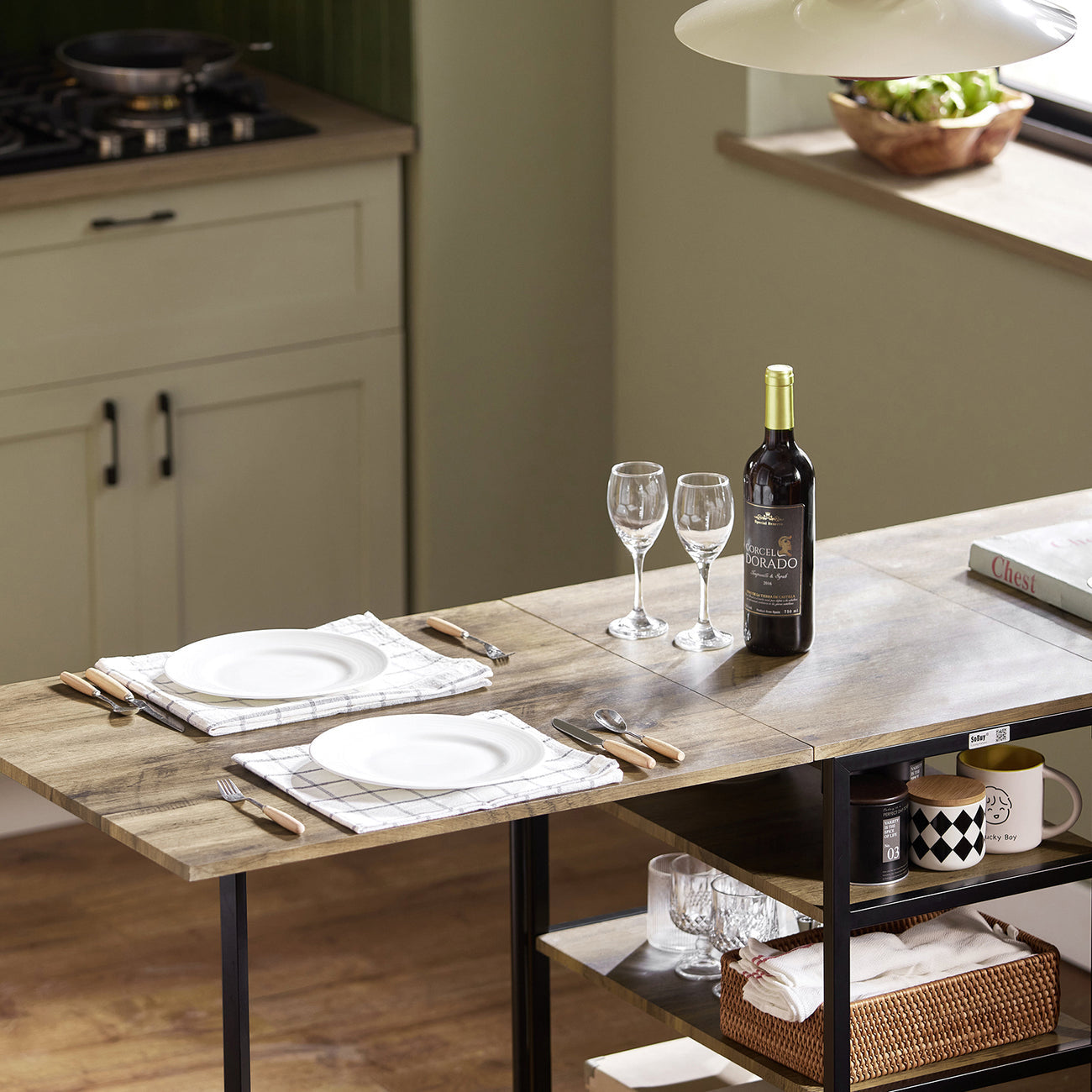 SoBuy FWT62-N Table de salle à manger pliante - Peu encombrante - 180 x 60 x 77 cm - Industrielle