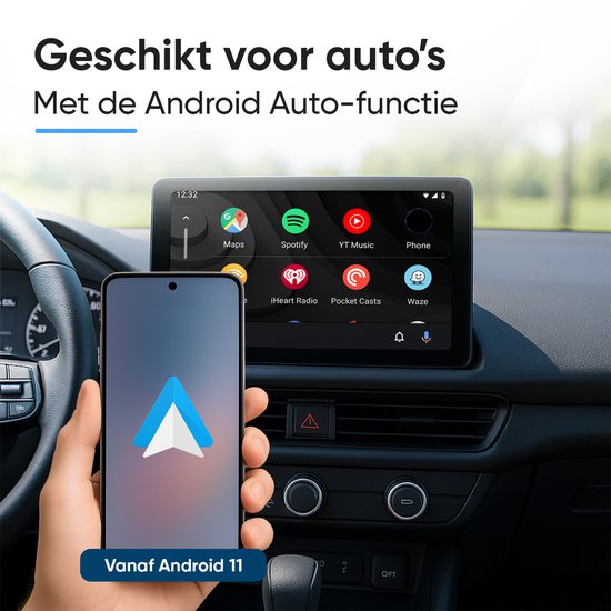 CarMe Luxe Android Auto Dongle - Voiture Android sans fil - USB-A & USB-C - Noir