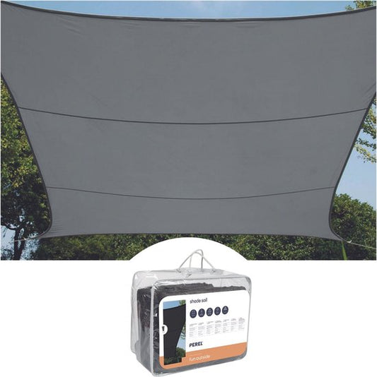 Voile d'ombrage - Perel - imperméable - 3,6 x 3,6 m, 180 g/m² - carré - gris foncé