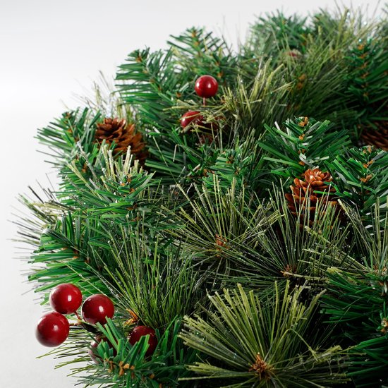 Boîte noire Arbres Warth Couronne de Noël avec décoration - Ø60 cm - Vert