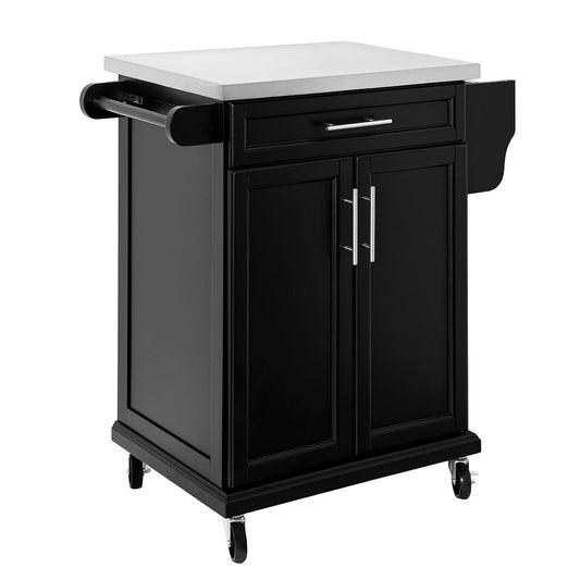 SoBuy Chariot de cuisine avec plan de travail - Avec tiroir et 2 portes - Max. 50KG - 83 x 46 x 90 cm - Noir