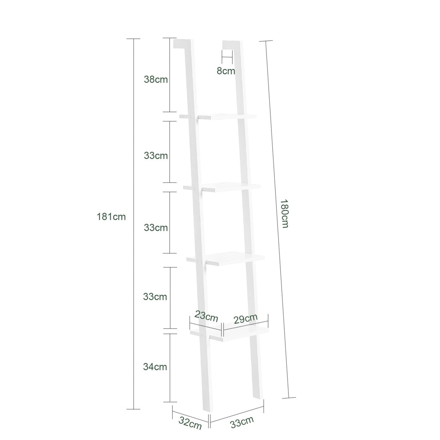 SoBuy Armoire-échelle - 4 étagères - 33x180x23 cm - Blanc