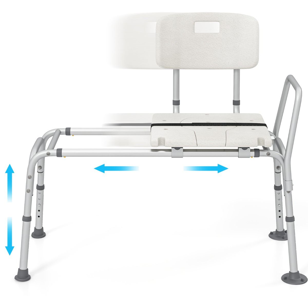 Coast Bathtub Bench 105x49x85-95 cm - White - Siège extra large, réglable en hauteur, avec ceinture de sécurité