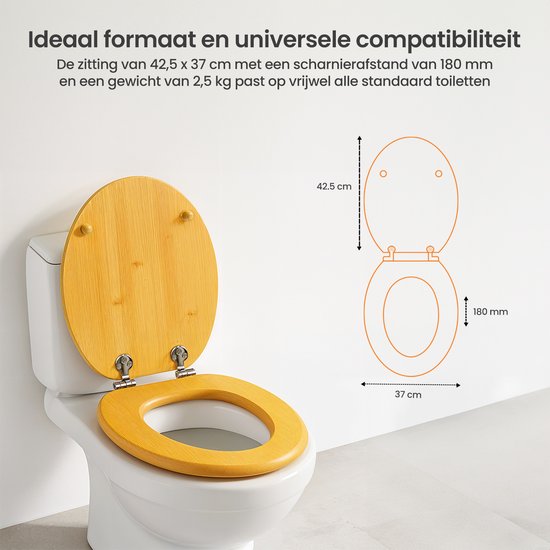 Abattant de toilette Goliving - Abattant de toilette avec couvercle - Softclose - Universel - Kit de montage inclus - Bois - Bambou