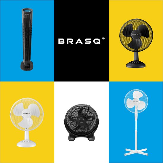 BRASQ Ventilateur trépied - 40 cm - Noir - Réglable en hauteur - 3 vitesses - 40 watts