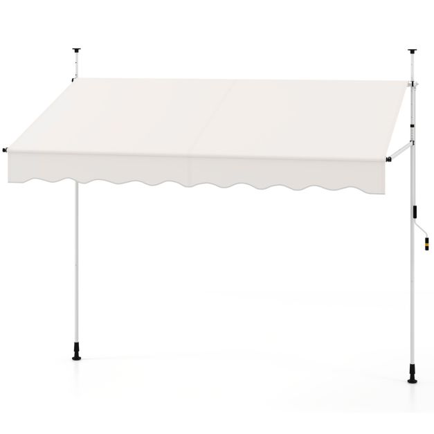 Coast Clamp Sunshade White - Parasol de balcon sans perçage avec bordure manuelle - 250 x 120/150 x 210-300 cm