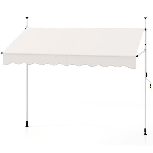 Coast Clamp Sunshade White - Parasol de balcon sans perçage avec bordure manuelle - 250 x 120/150 x 210-300 cm