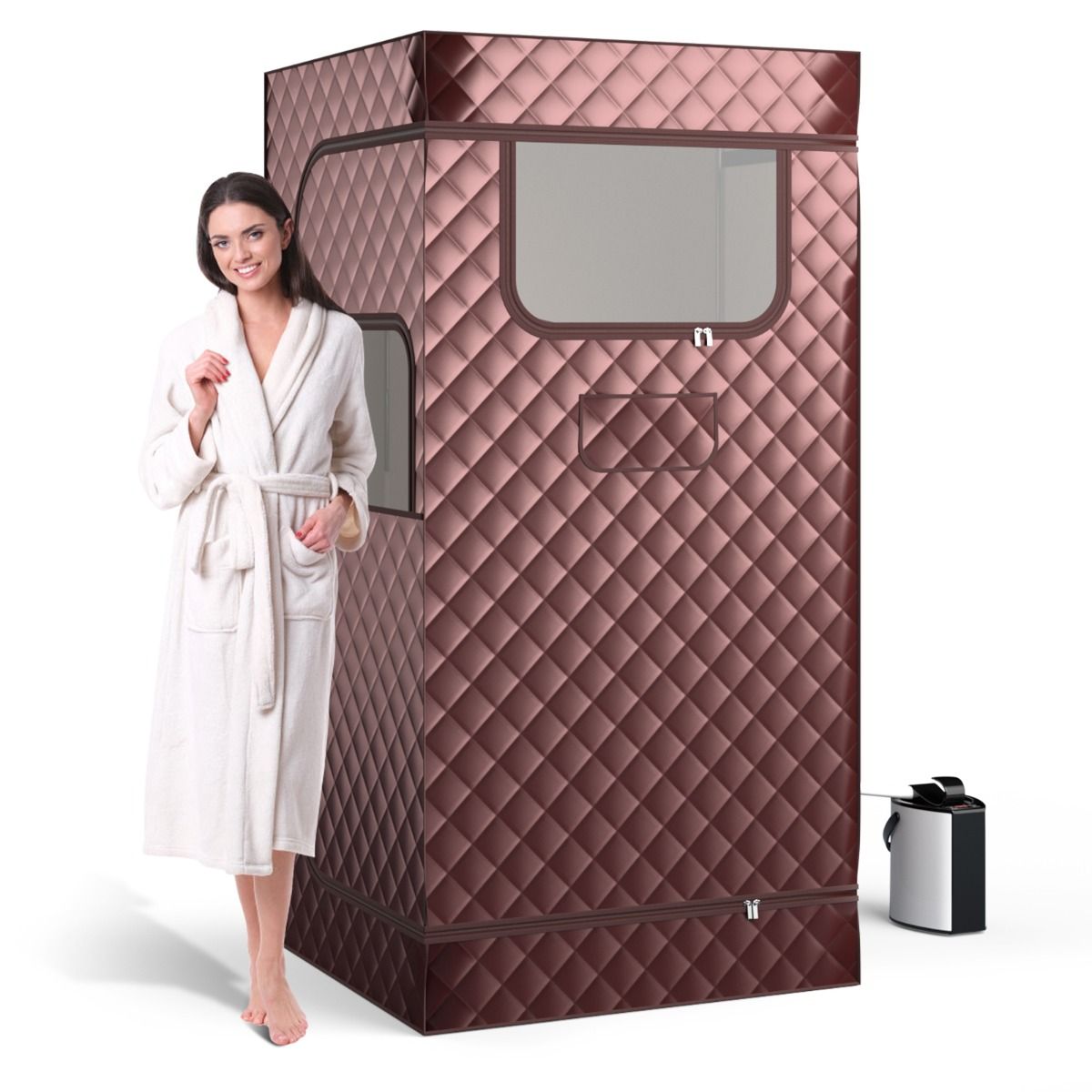 Coast Home Tente Sauna avec Générateur de Vapeur 3L - Sauna à vapeur pour tout le corps - 91 x 91 x 183 cm - Café