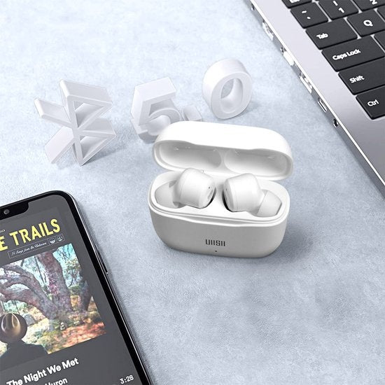 Casque Bluetooth 5.0 IPX5 Contrôle tactile 24 heures Autonomie UiiSii blanc