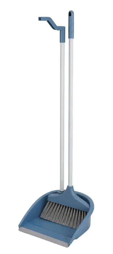 Balai et pelle Ultra Clean à long manche – Ensemble ergonomique à utiliser debout pour un balayage facile et sans effort pour le dos – Léger, pour la maison et le camping – Noir/gris – 62 cm