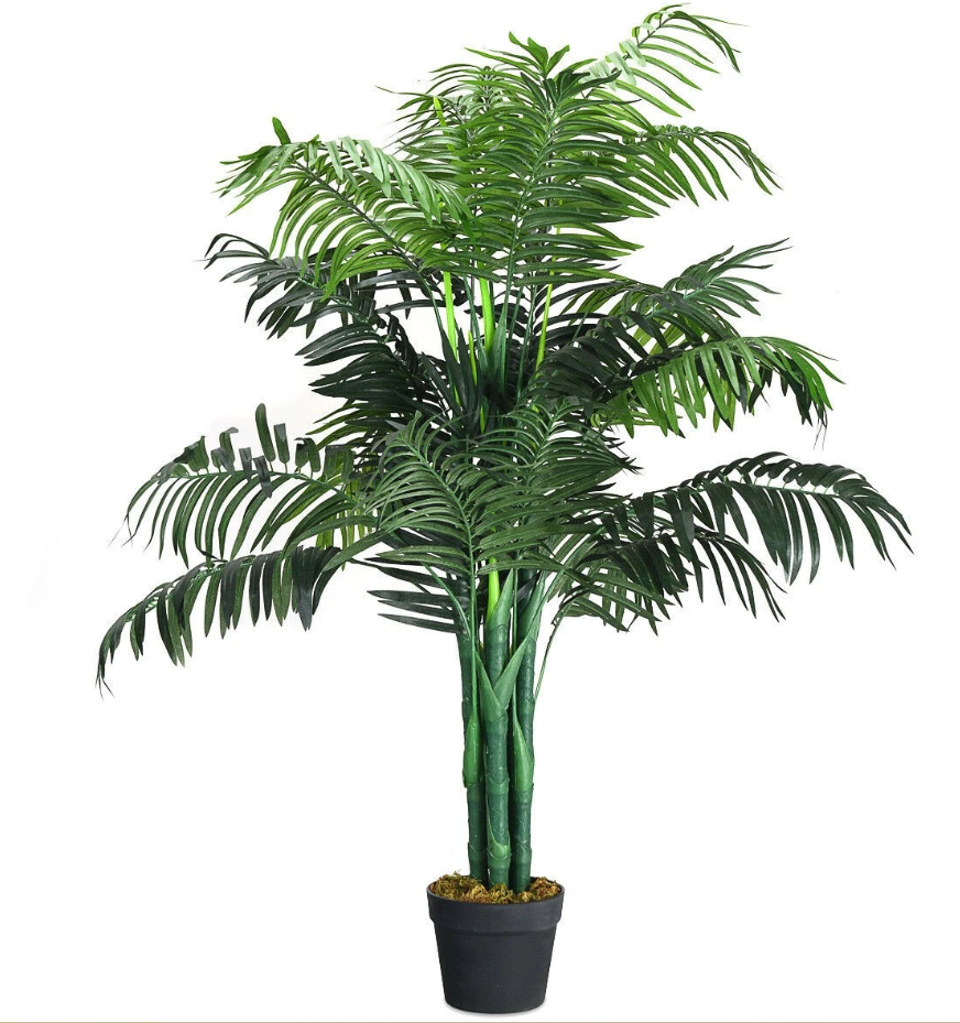 Palmier Areca artificiel de 1,1 mètre de haut - Arbre décoratif en soie avec panier pour l'intérieur et l'extérieur
