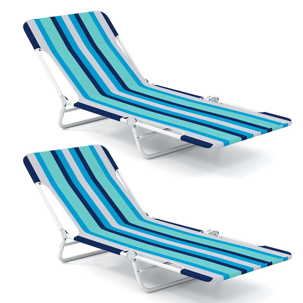 Chaise longue pliable Coast en 2 parties - Réglable sur 5 positions - Bleu marine - 186 x 55 x 30 cm