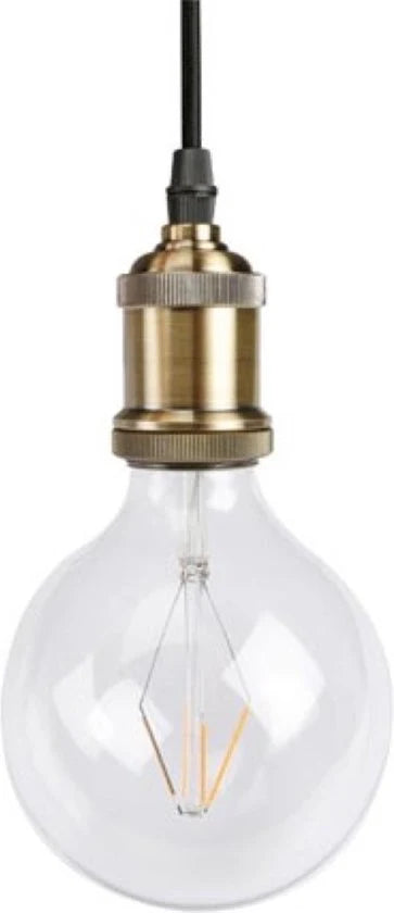 Vellight, Lampe suspendue rétro avec câble textile, 104 cm, réglable, douille E27, couleur bronze, incl. couvercle assorti