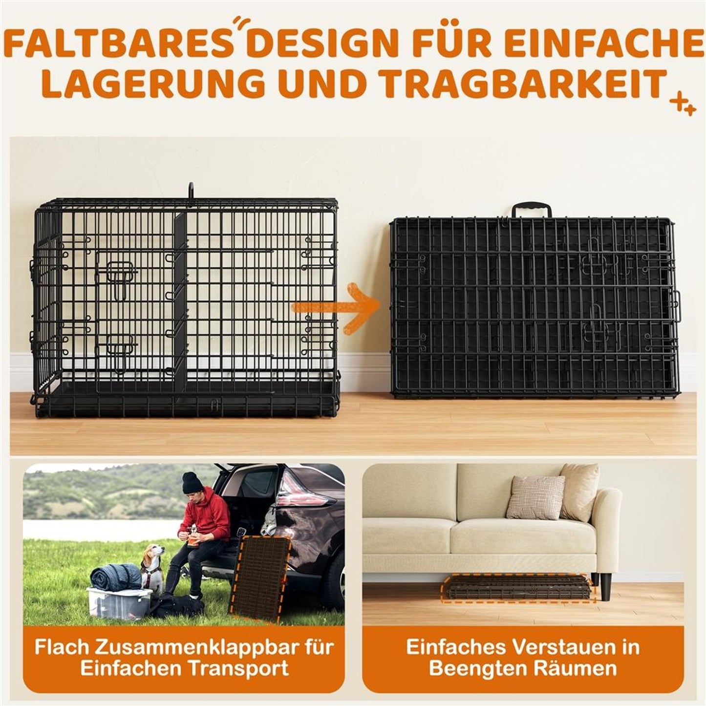 Cage pliable pour chien Yaheetech 90 x 56 x 63 cm - Noire - Avec cloison, tiroir de fond et 2 portes
