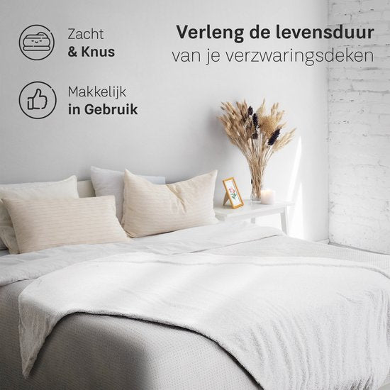 Couverture CozySense® 140x200 - Matériau double face - Pour toutes les saisons - Technologie de fermeture éclair à 360° - Hypoallergénique & OEKO-TEX® - Blanc