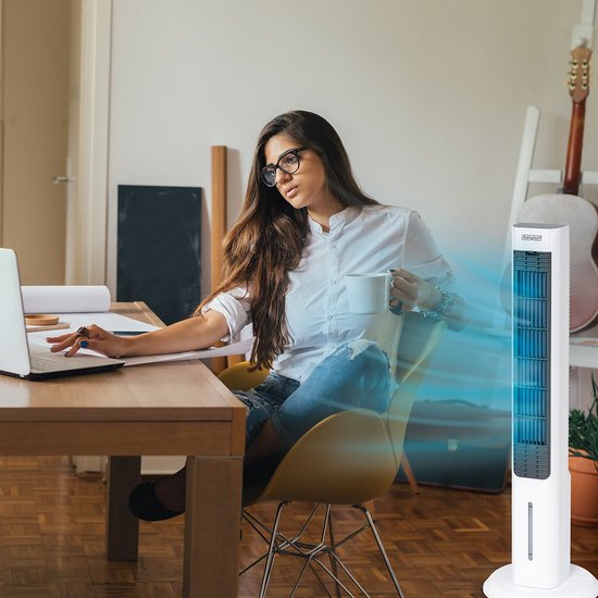 Livington ChillTower - Refroidisseur d'air à eau - climatiseur portable à 3 niveaux - puissant refroidisseur d'air « maxi-tower » avec un réservoir offrant 12 heures de refroidissement