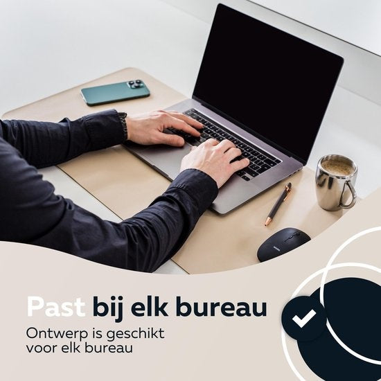 Sous main - WURK Professional Desk Pad Leatherette - Organisateur de bureau - Inclut un clip pour câble - Beige - 80x40