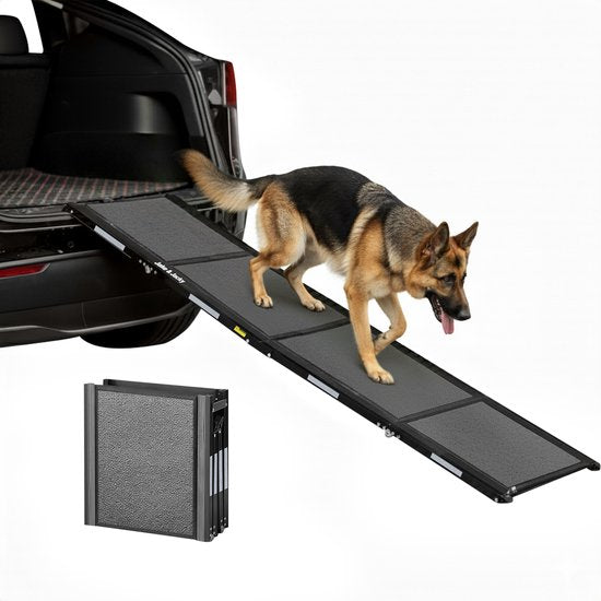 Jake et Jacky : Rampe d'accès pour chien - Escalier pliable pour chien - Rampe antidérapante pour grands chiens - Pliable - Réfléchissante - 180 x 55 cm - Poids maximal : 70 kg