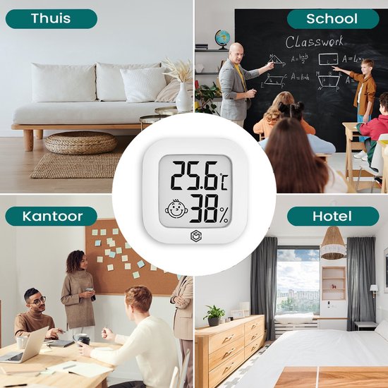 Ease Electronicz Hygromètre - Station météo - Humidimètre - Thermomètre pour l'intérieur - Pile et bande adhésive incluses