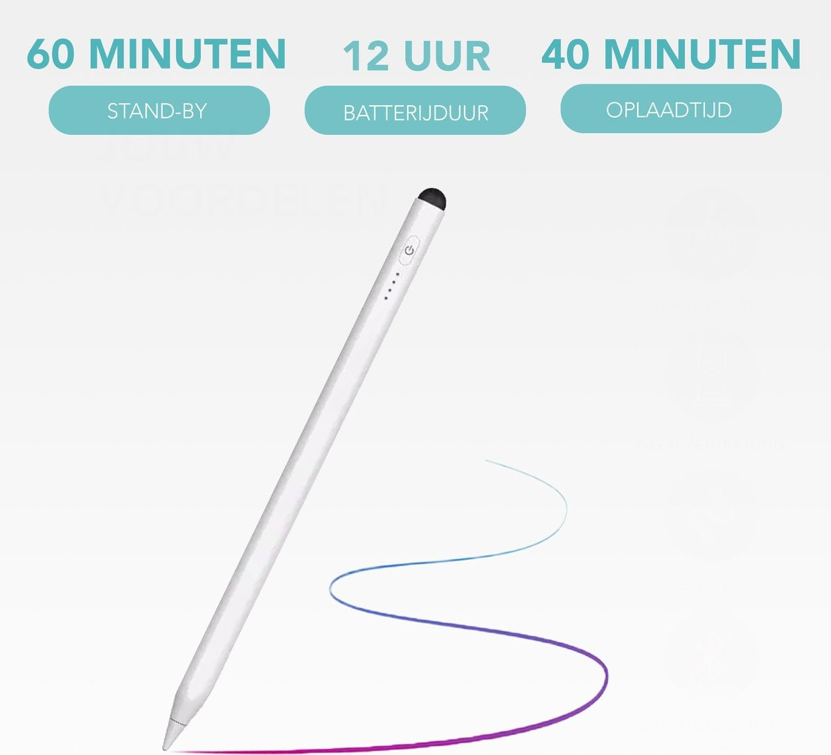 Achaté Stylus Pen Pro - Alternatief Apple Pencil en Universele Stylus - Met Handdetectie - Wit