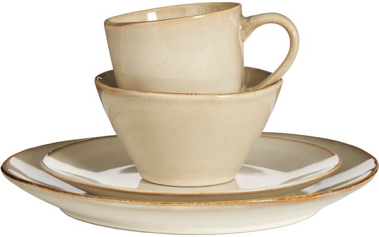 Service de table Mica Decorations Racco, 16 pièces - 4 couverts - Grès - Beige