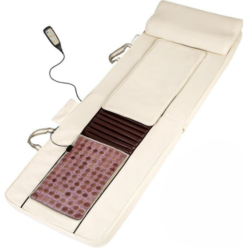 Matelas de massage Shiatsu, Tectake, Tapis chauffant en jade et télécommande, Beige